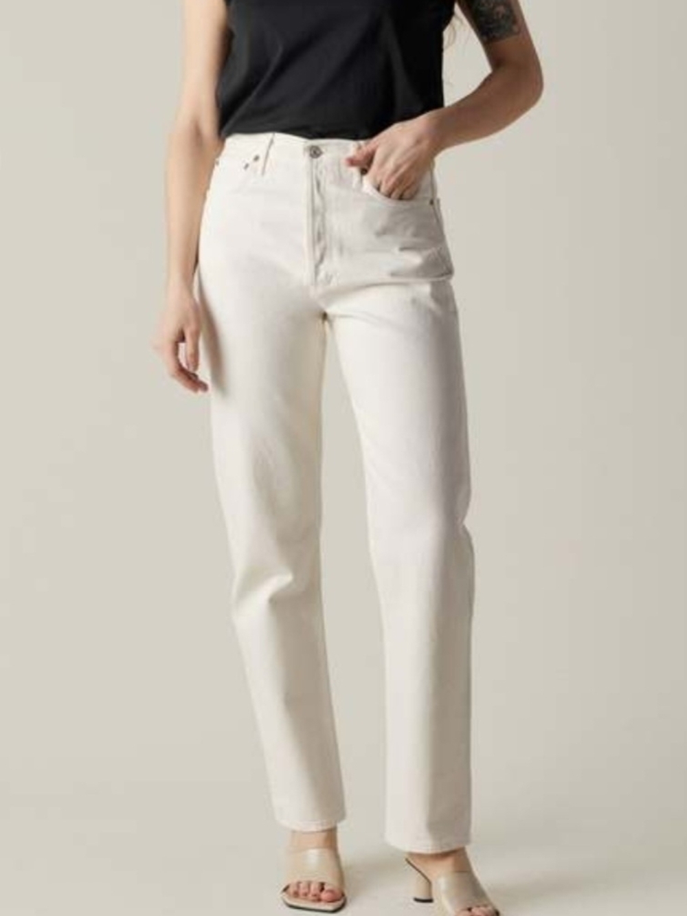 NWT Citizens Of Humanity High Rise Straight Leg Jeans in White Sz 26